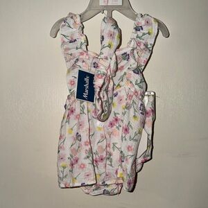 Floral Baby Romper with Ruffle Straps